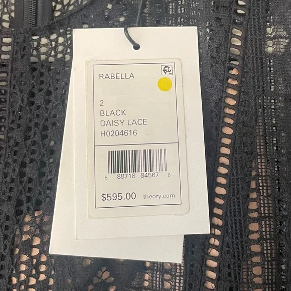 NWT Theory Arabella Black Lace Crochet Dress Gown Size 2 - Picture 8 of 8